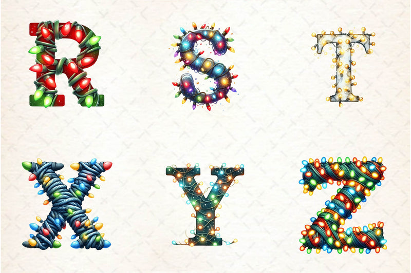 Christmas Lights Applique Alphabet Clipart Bundle - CraftNest - Digital Crafting and Art