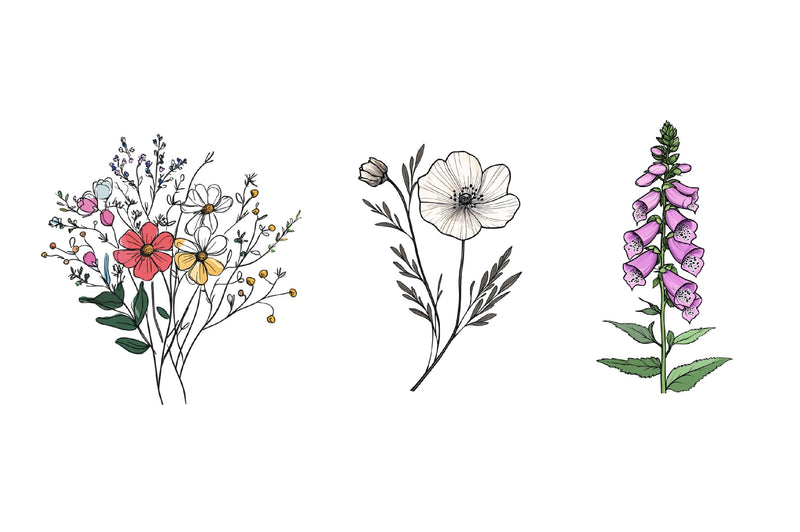 Black Wildflower Clipart Bundle - CraftNest - Digital Crafting and Art