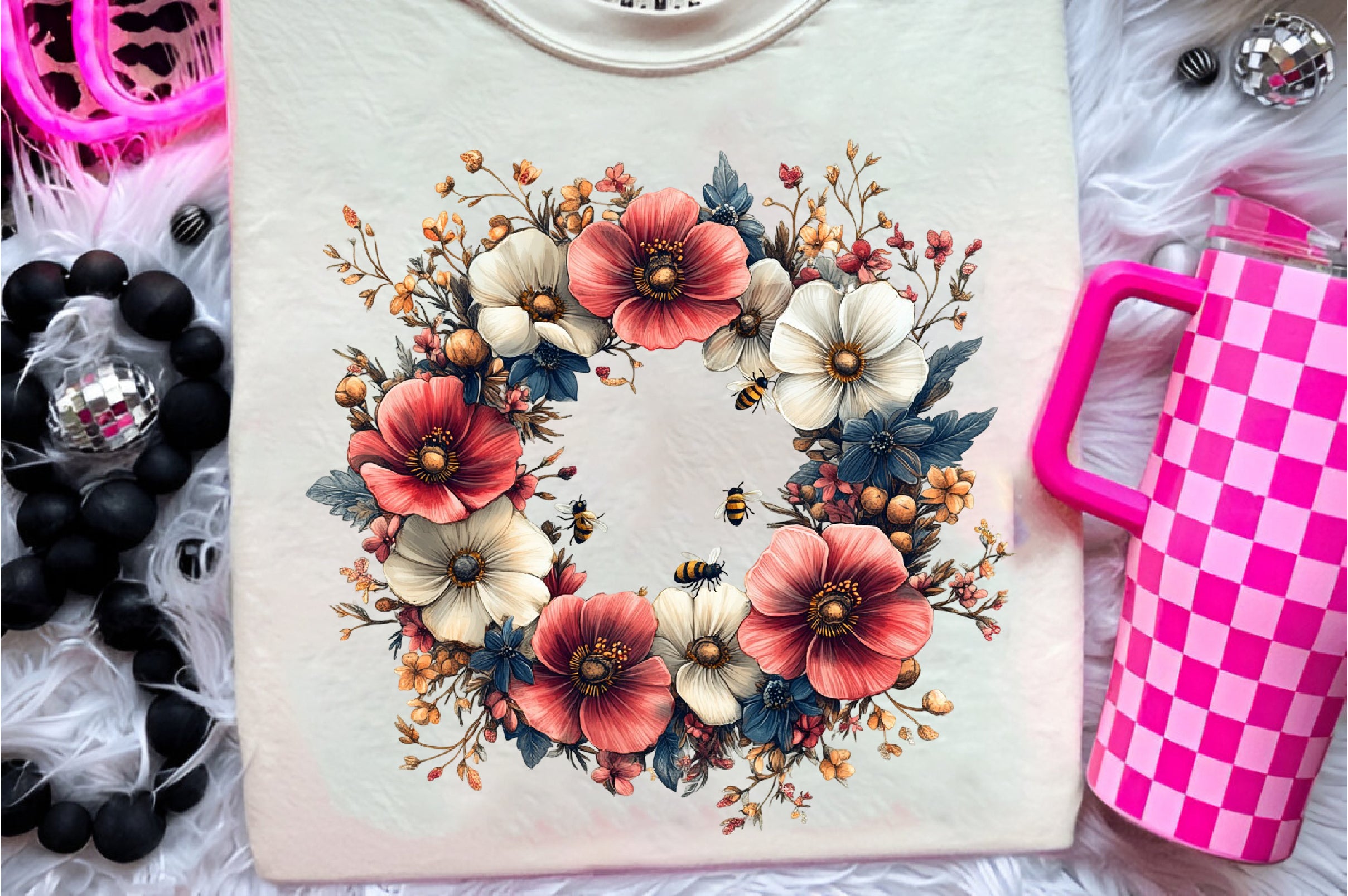 Pink Summer Bees Garden Clipart Bundle - CraftNest - Digital Crafting and Art