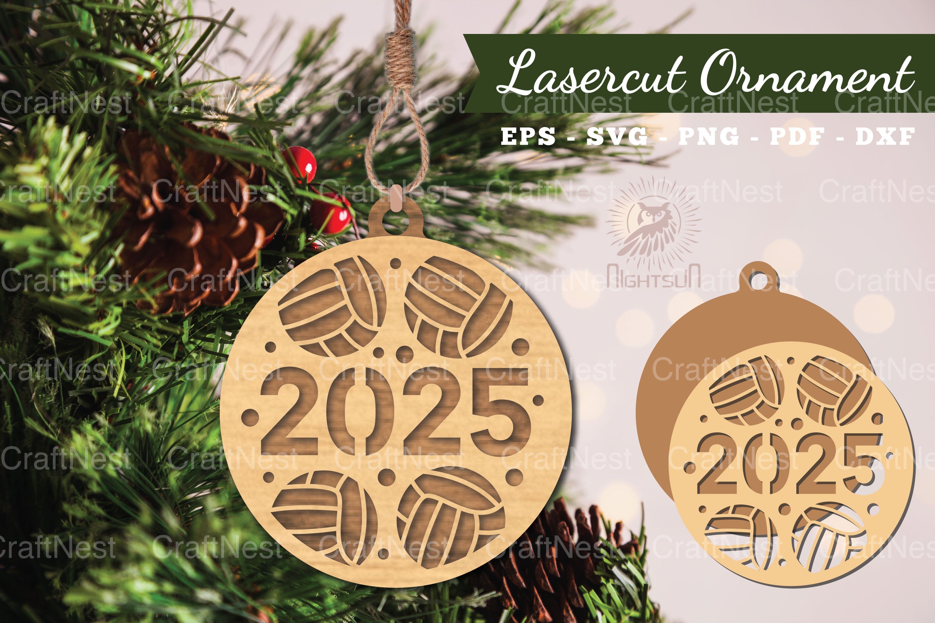 2025 Volleyball Laser Cut Ornament Design - CraftNest - Digital Crafting and Art