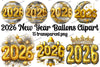 2026 New Year Balloons Clipart Bundle