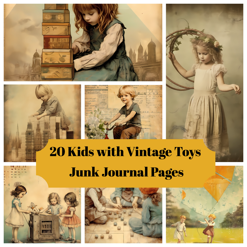 Kids With Vintage Toys Junk Journal Pages - CraftNest