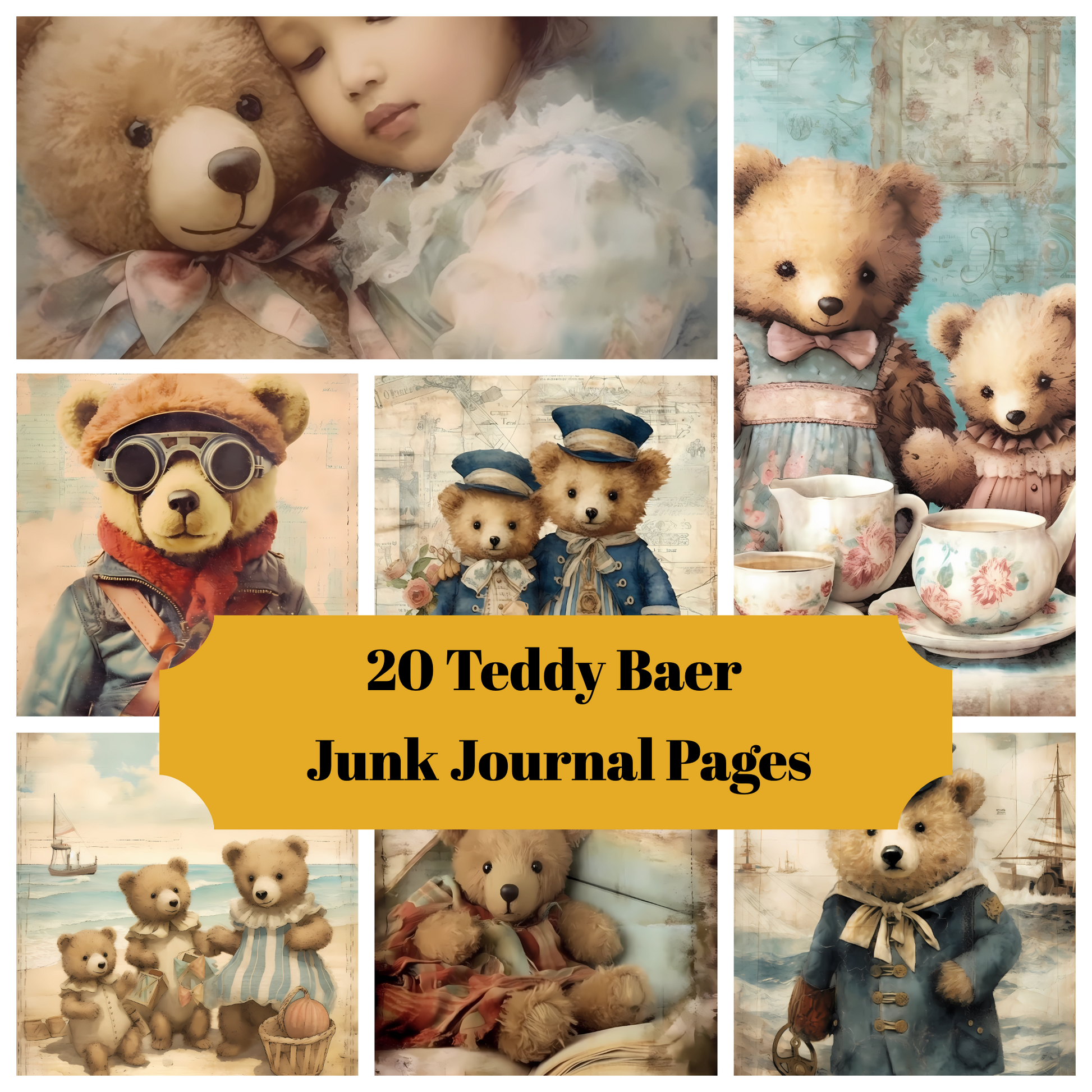 Teddy Bear Junk Journal Pages - CraftNest