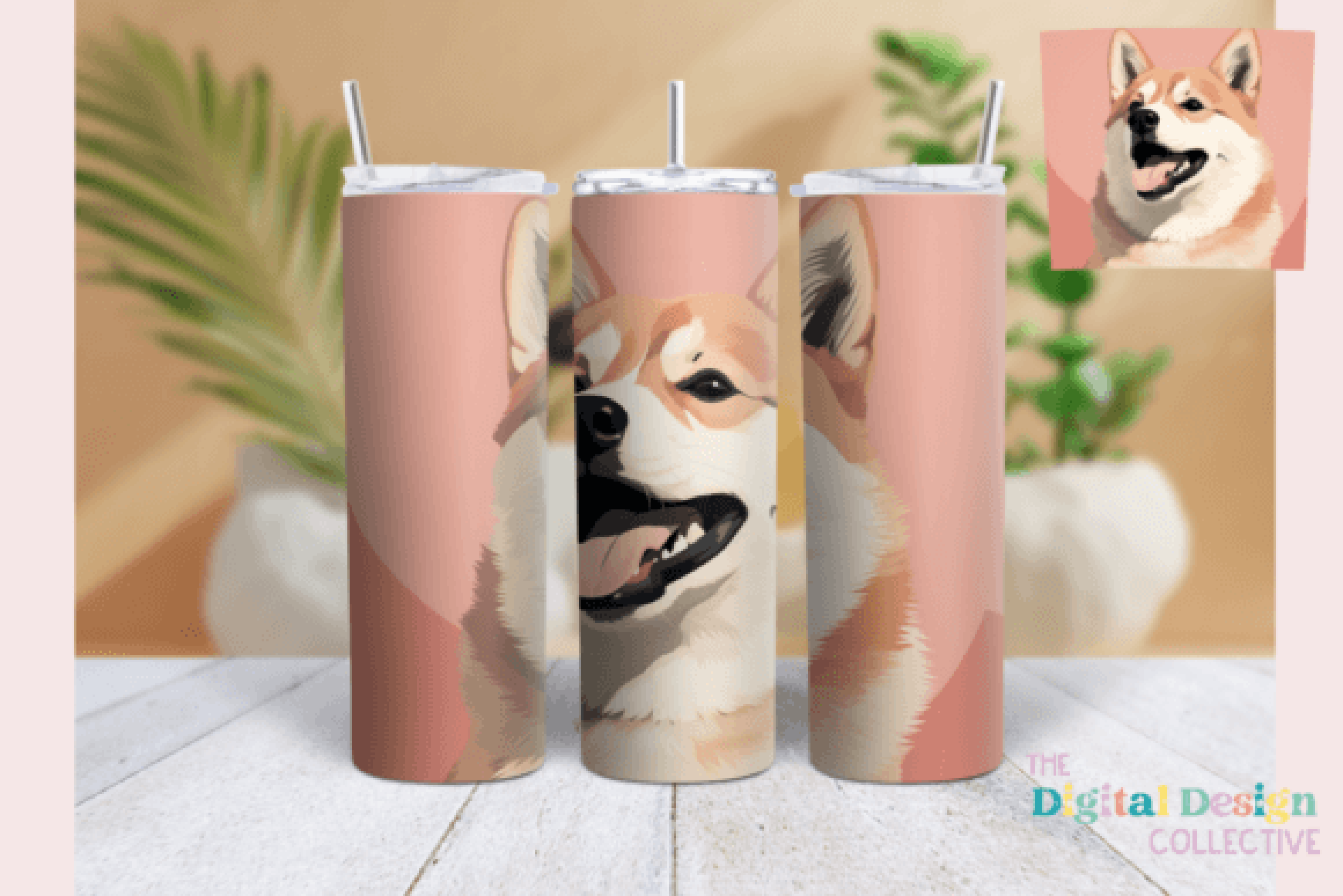 Shiba Inu Pink Skinny Tumbler Wrap Bundle