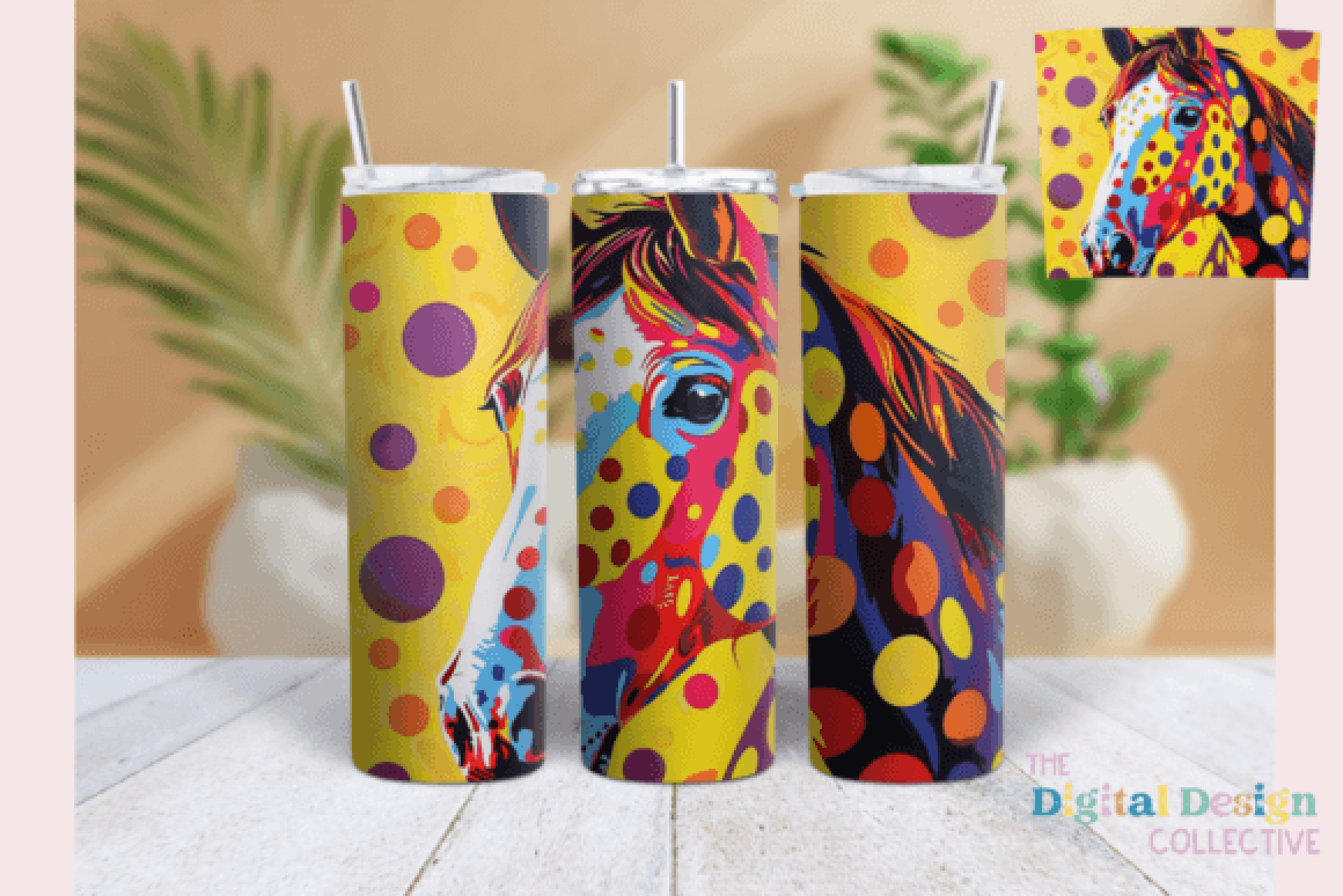 Pop Art Horse Skinny Tumbler Wrap Bundle