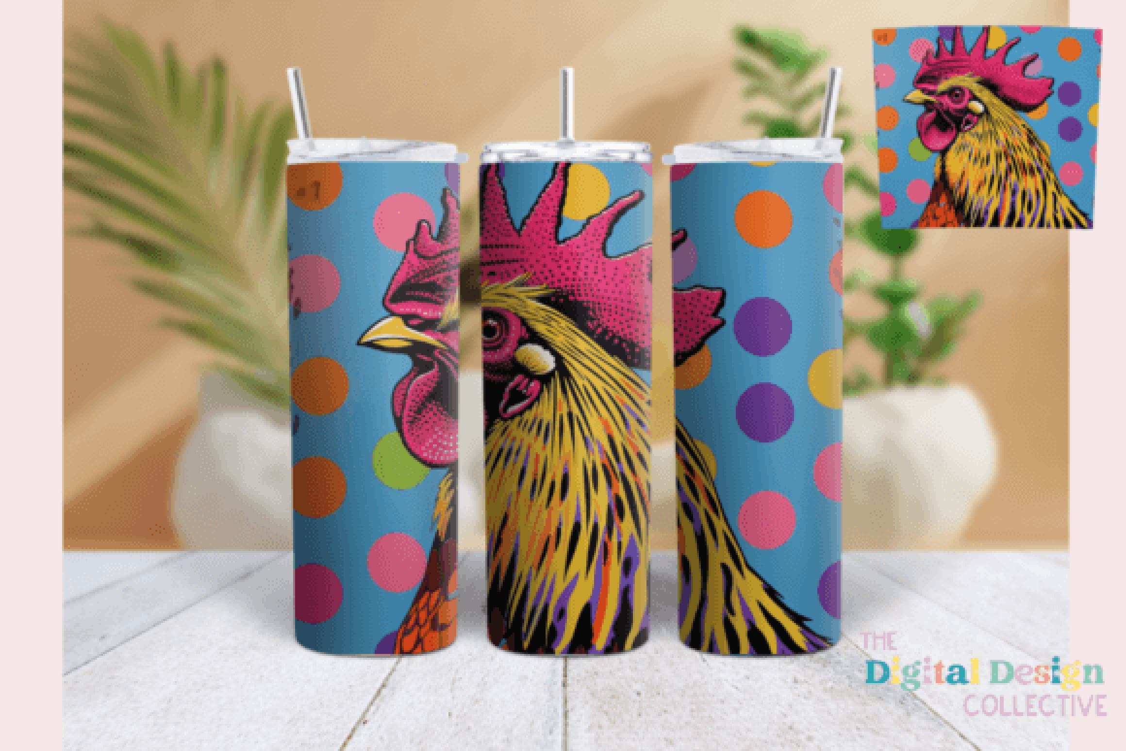 Retro Rooster Skinny Tumbler Wrap Bundle