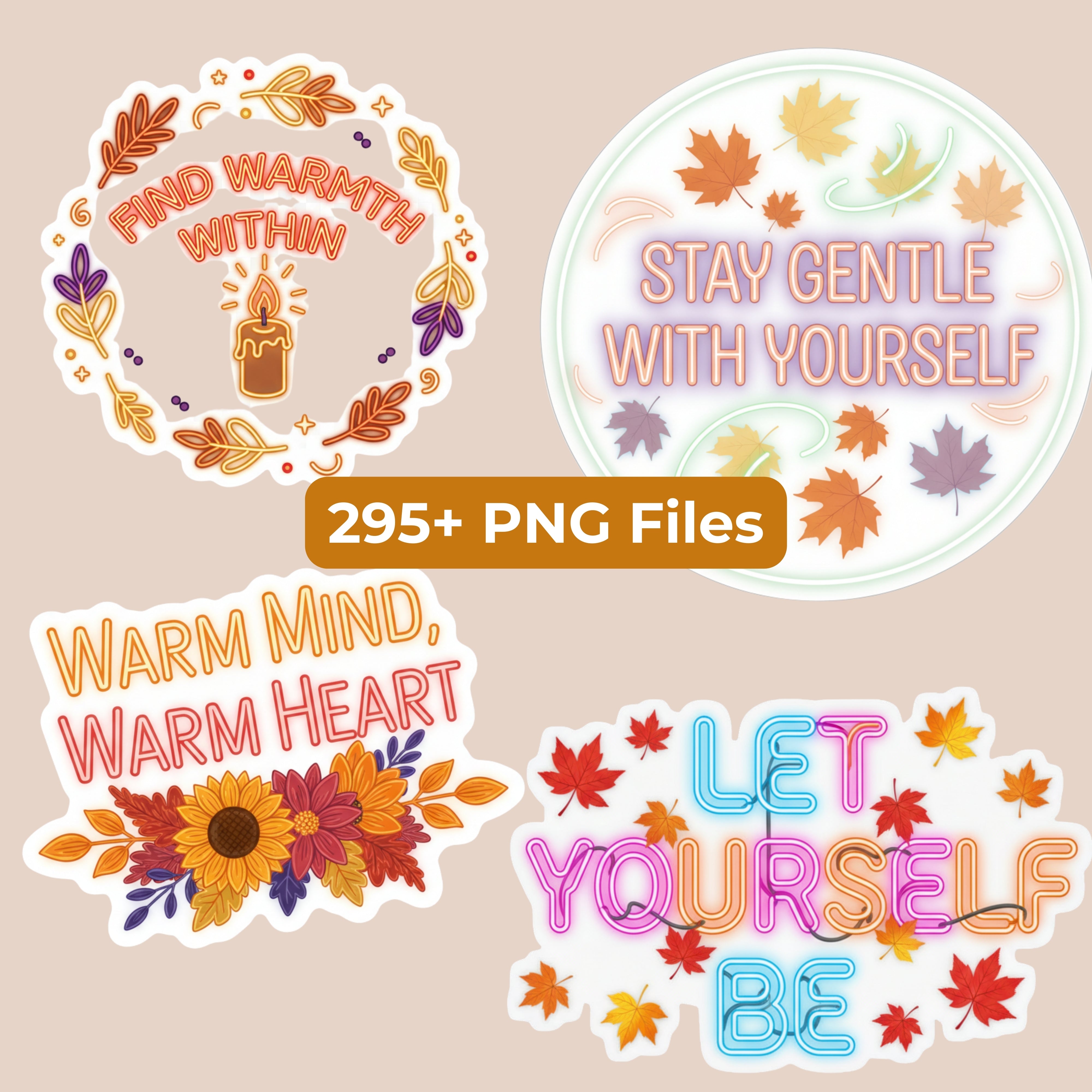 Autumn Motivational Stickers Clipart Bundle