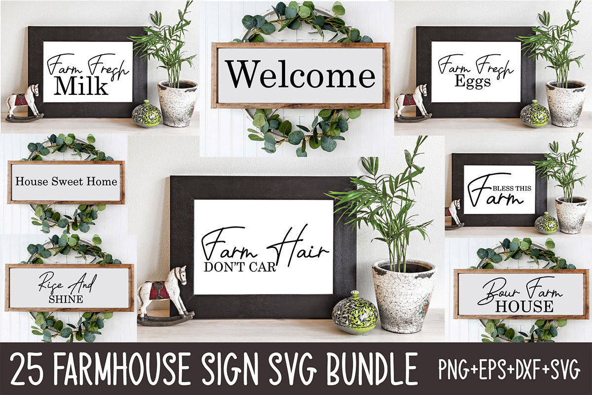 25 Farmhouse Sign SVG Bundle - CraftNest - Digital Crafting and Art