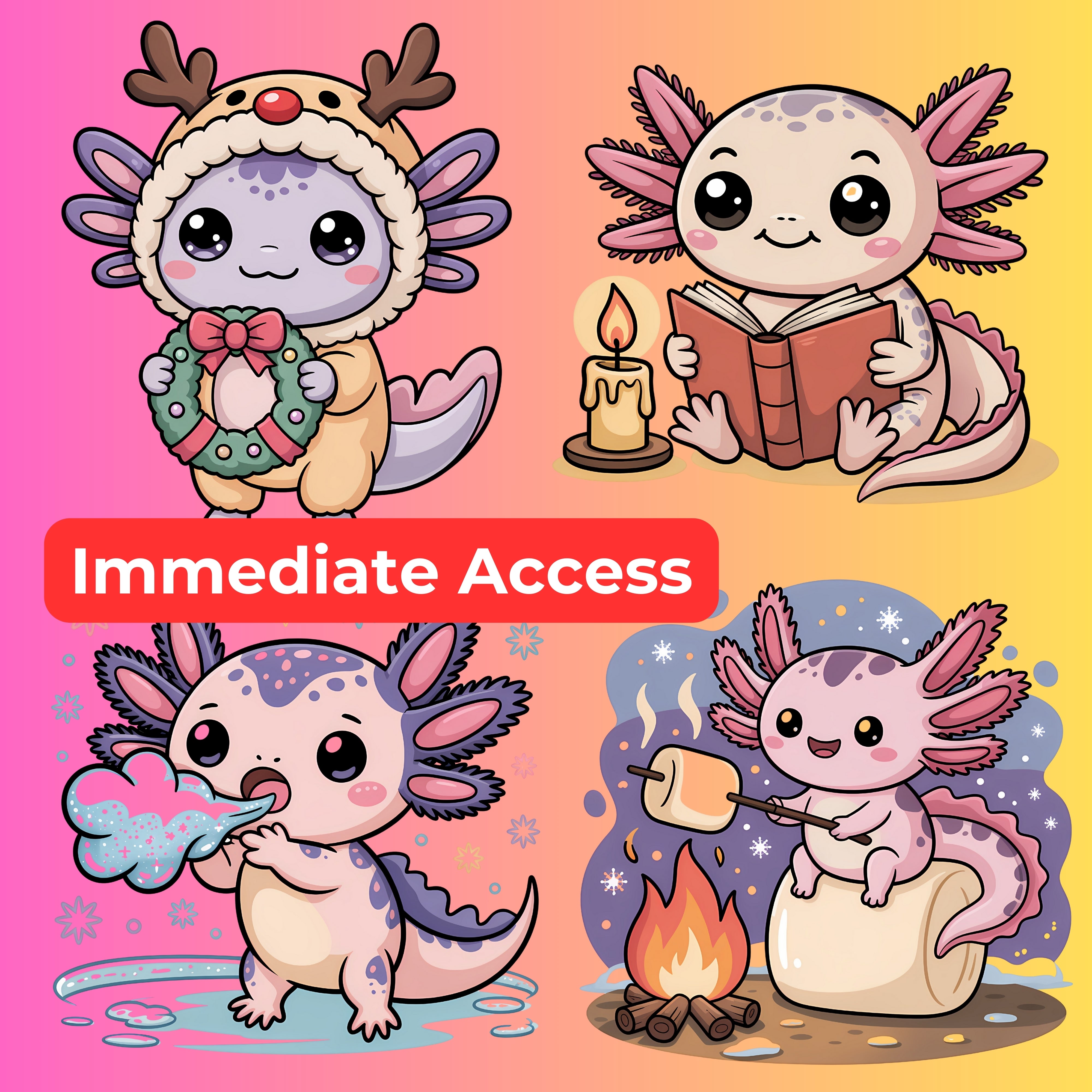 Axolotl Christmas Clipart Bundle