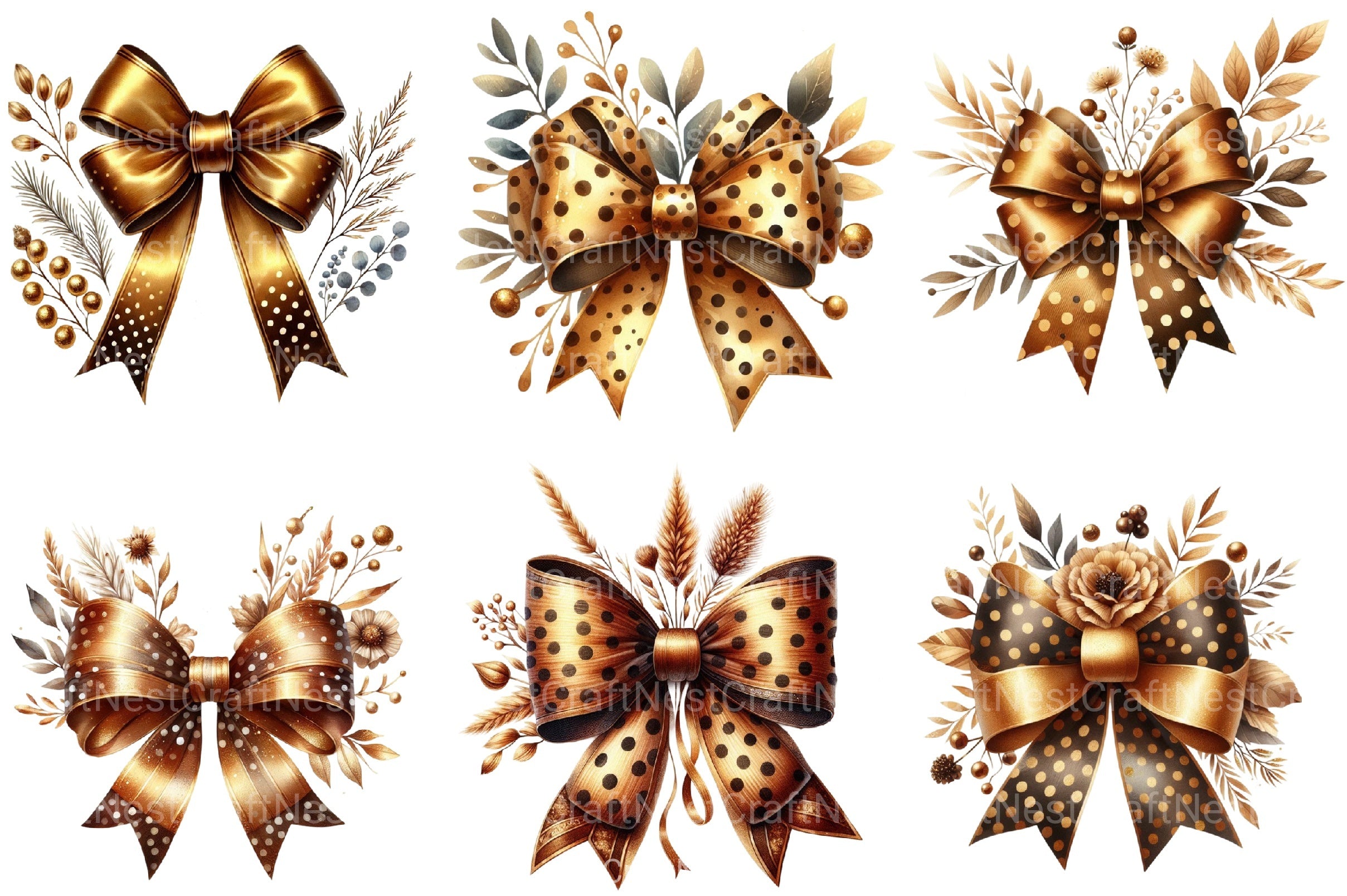 Golden Bow Clipart Bundle - CraftNest - Digital Crafting and Art