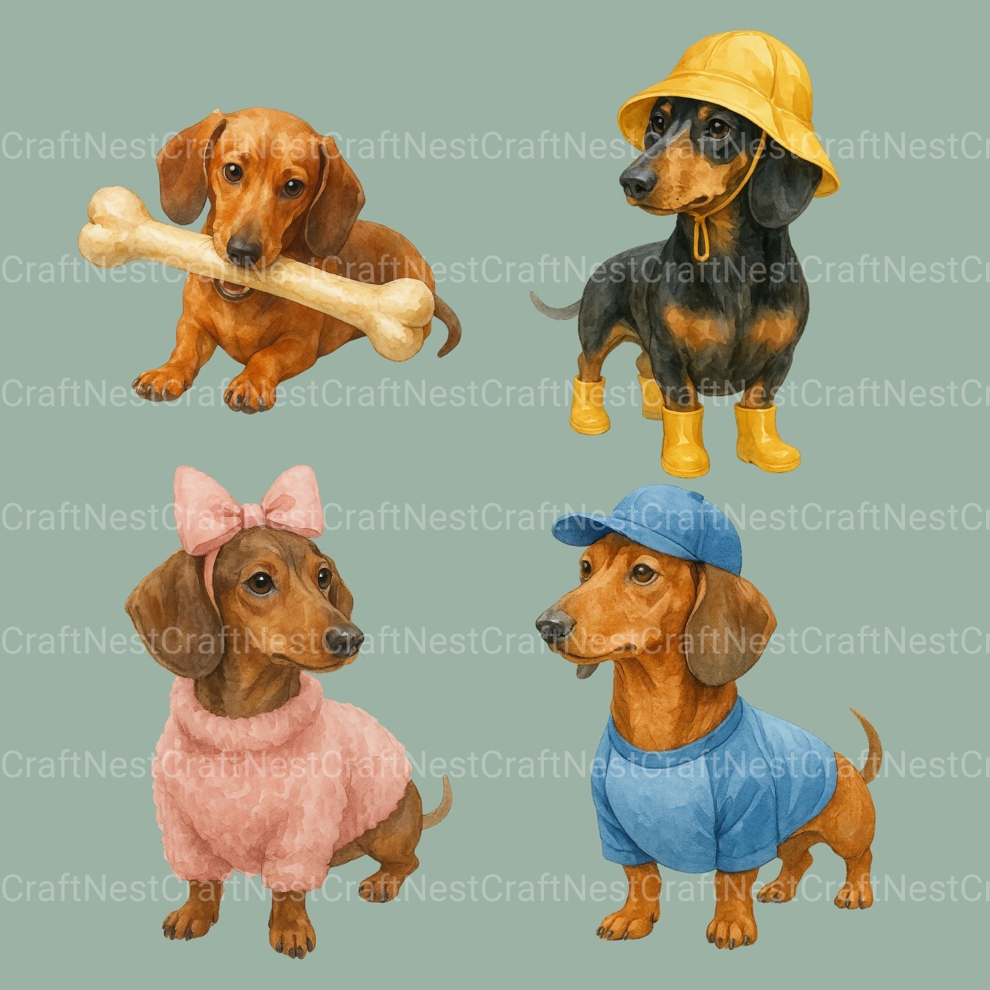 Dachshunds Clipart Bundle 1 - CraftNest - Digital Crafting and Art