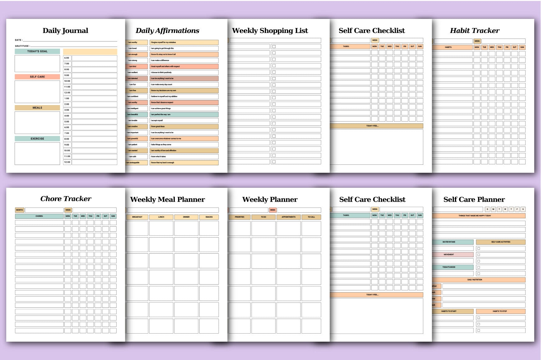 Your Self Care Companion Planner
