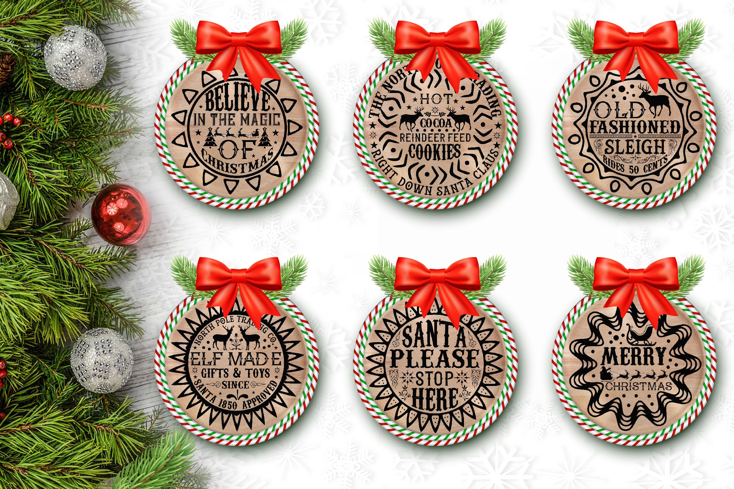Christmas Round Sign SVG Bundle - CraftNest - Digital Crafting and Art