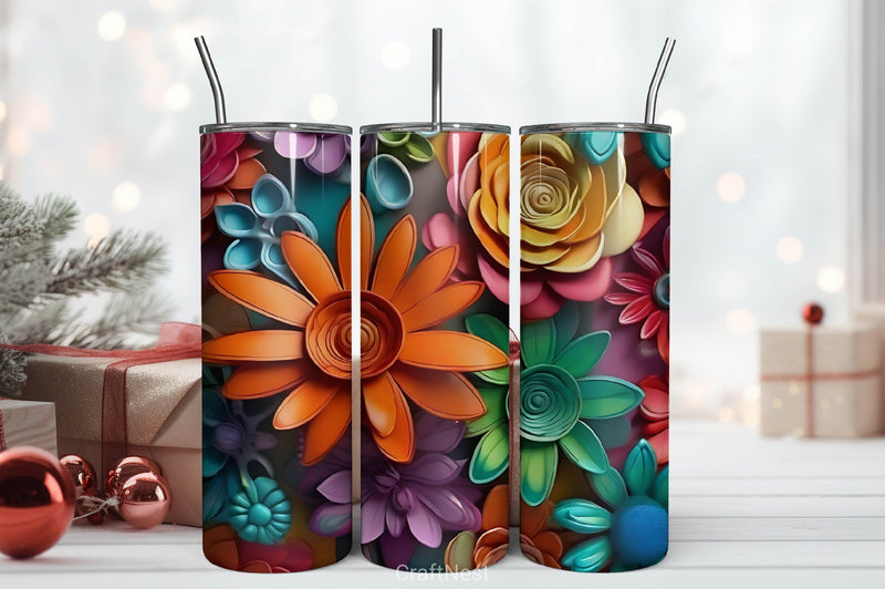 Flower Tumbler Wrap Bundle 8 - CraftNest - Digital Crafting and Art