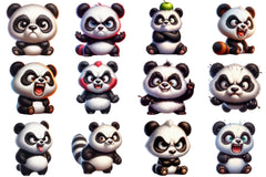 Angry Panda Clipart Bundle - CraftNest - Digital Crafting and Art