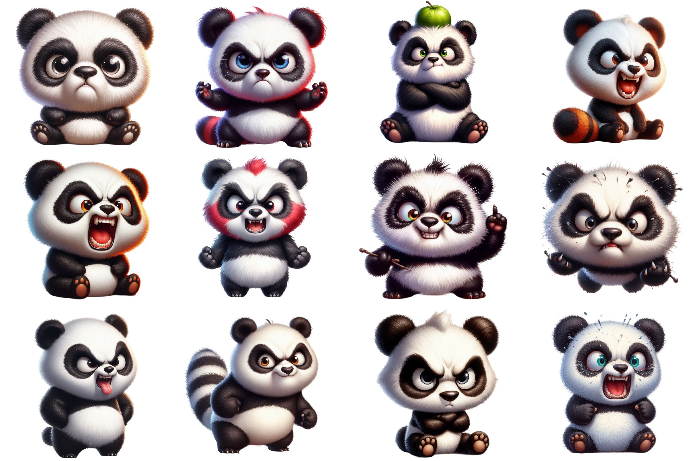Angry Panda Clipart Bundle - CraftNest - Digital Crafting and Art