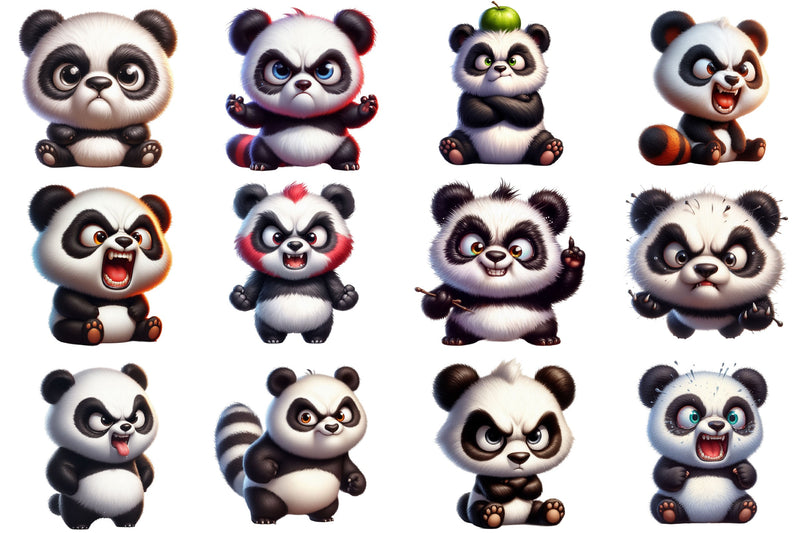 Angry Panda Clipart Bundle - CraftNest - Digital Crafting and Art