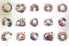 Rainbow Daisy Flower Clipart Bundle - CraftNest - Digital Crafting and Art