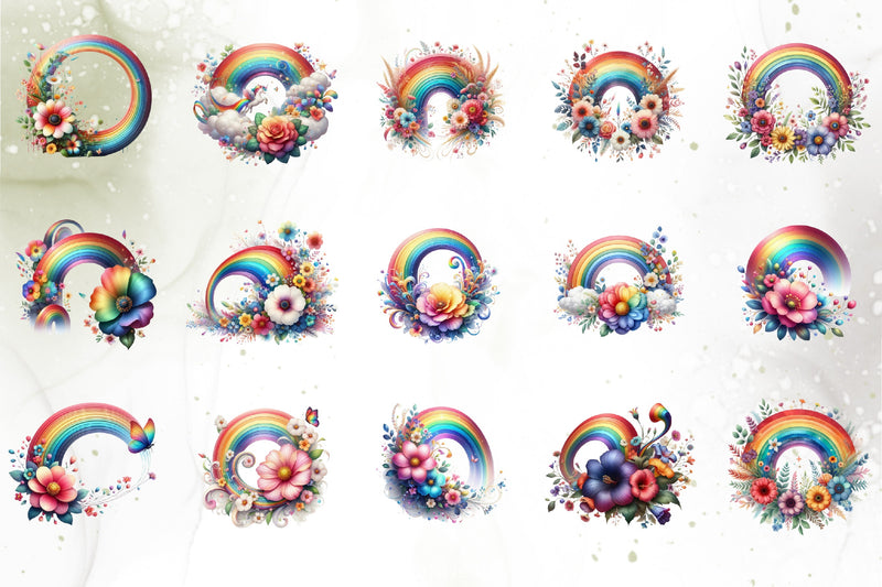 Rainbow Daisy Flower Clipart Bundle - CraftNest - Digital Crafting and Art