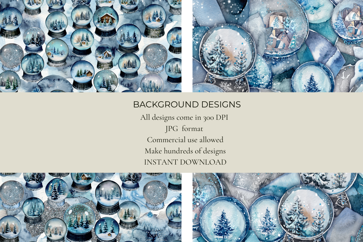 Christmas Snowglobes Junk Journal Papers
