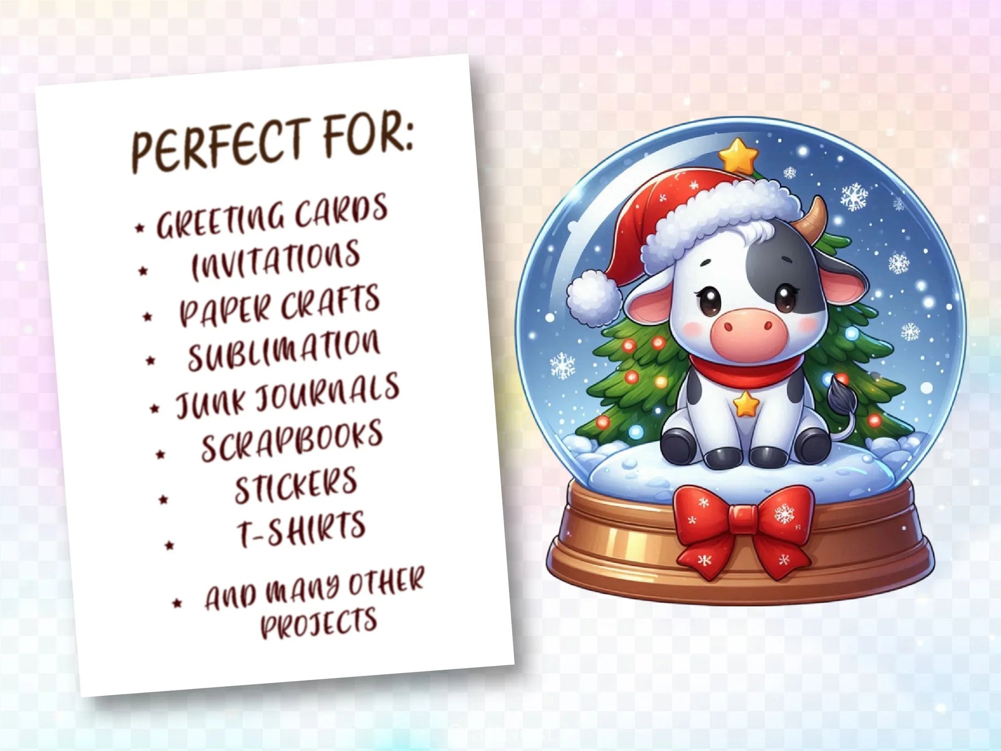 Cute Christmas Cow Clipart Bundle 2 - CraftNest - Digital Crafting and Art