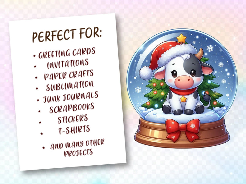 Cute Christmas Cow Clipart Bundle 2 - CraftNest - Digital Crafting and Art