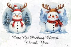 Cute Reindeer Snowman Clipart Bundle - CraftNest - Digital Crafting and Art