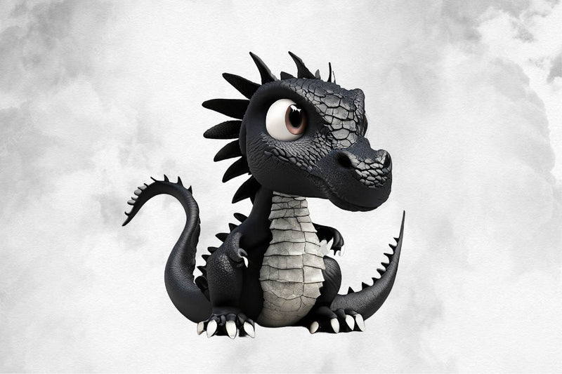 Baby Black Dragon Clipart Bundle - CraftNest - Digital Crafting and Art