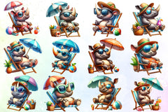 Cute Rhinoceros Beach Clipart Bundle - CraftNest - Digital Crafting and Art