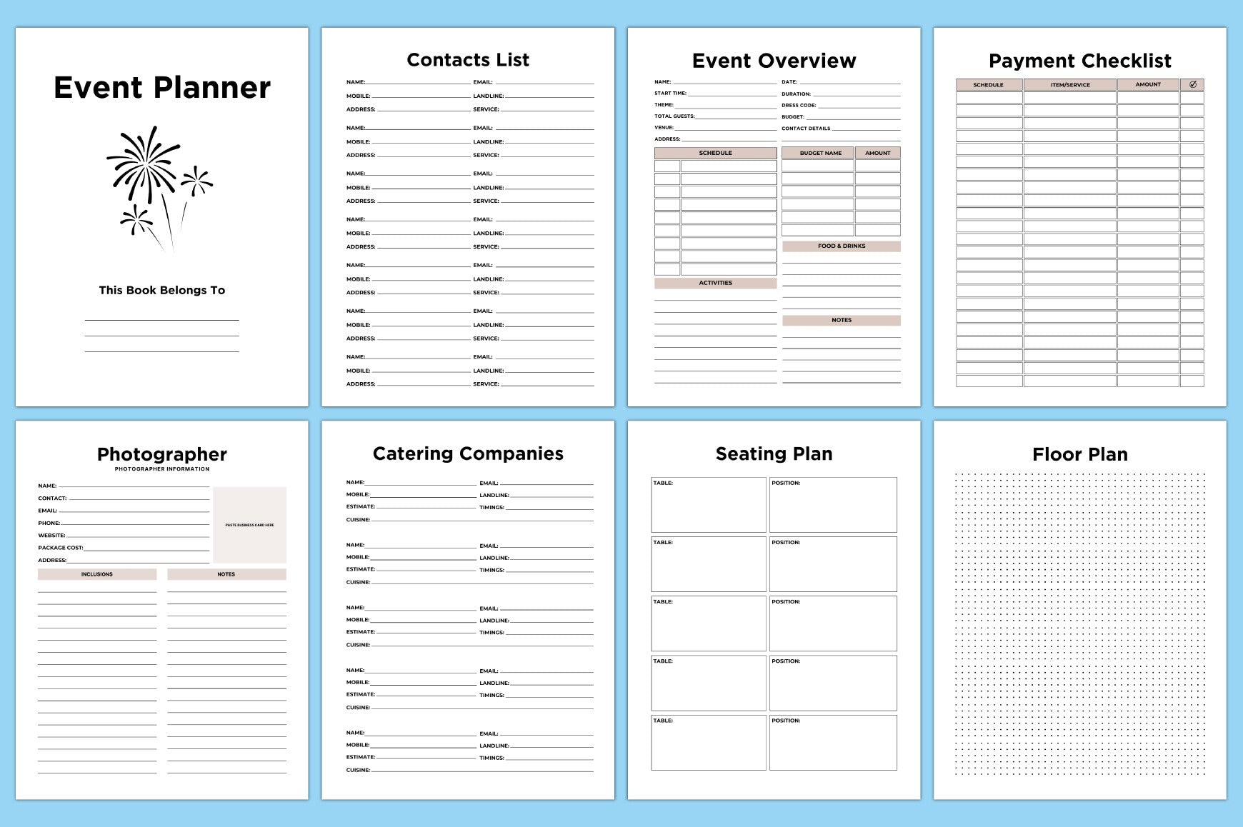 Editable Event Planner