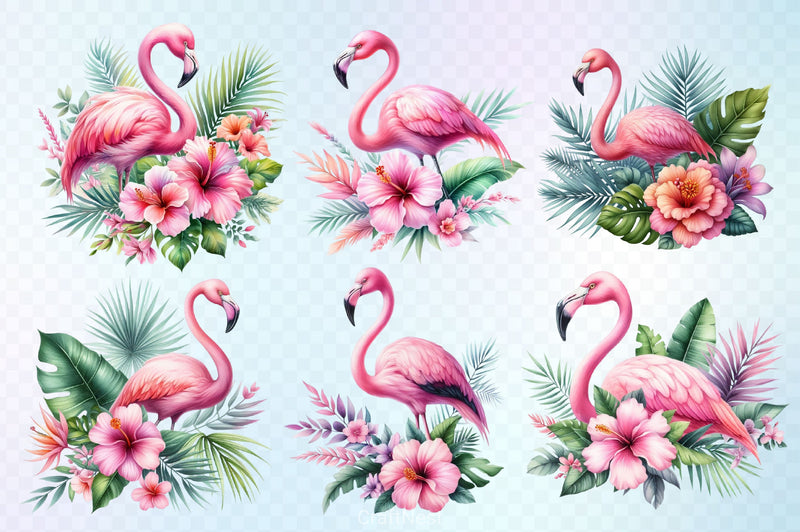 Flamingo Tropical Clipart Bundle - CraftNest - Digital Crafting and Art