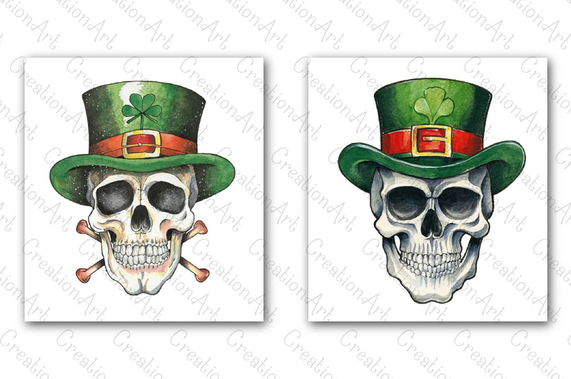 St Patricks Day Skulls Clipart Bundle - CraftNest - Digital Crafting and Art