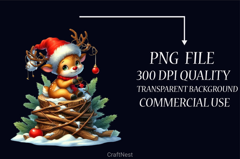 Funny Reindeer Christmas Clipart Bundle - CraftNest - Digital Crafting and Art