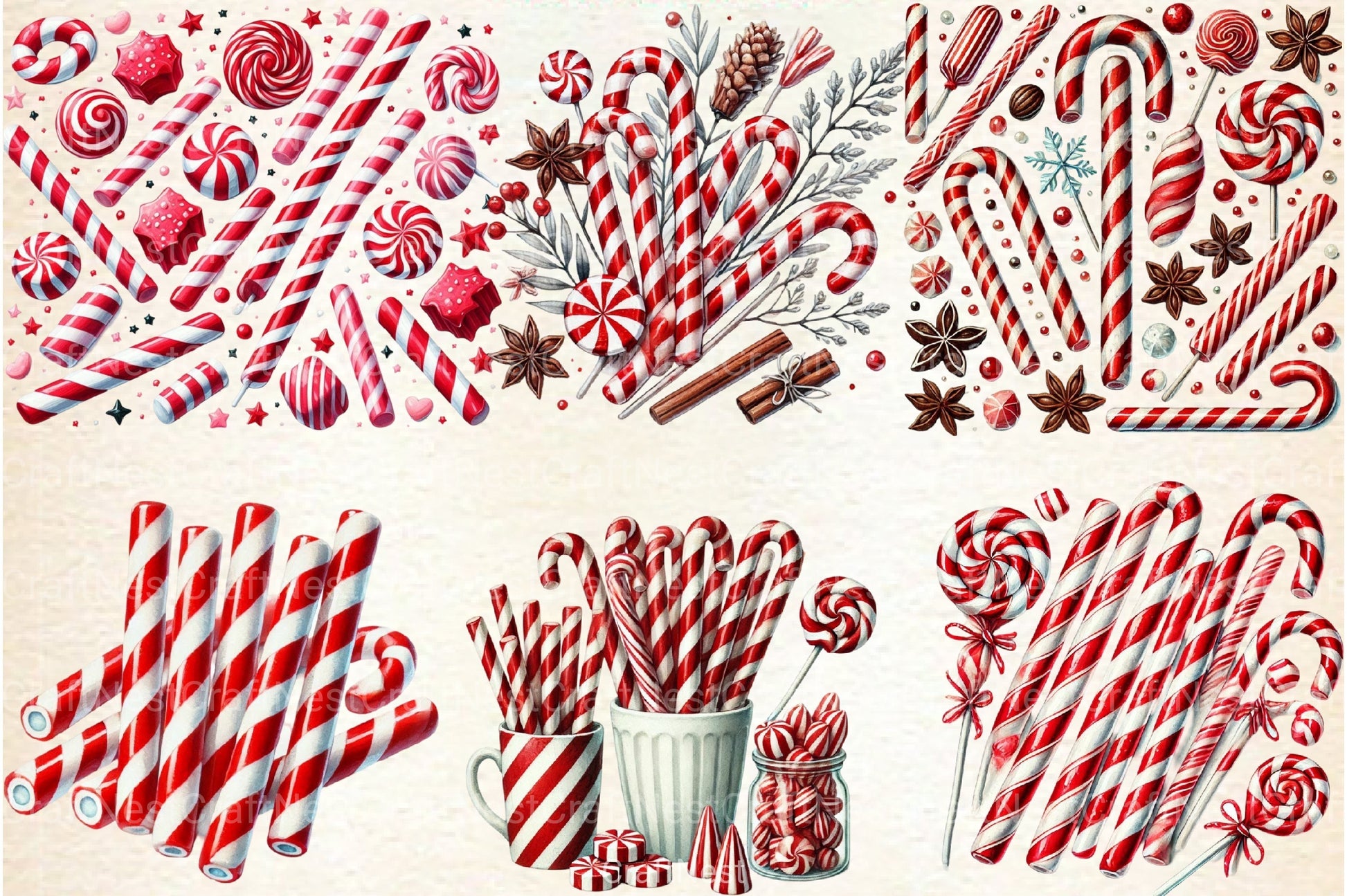Candy Cane Clipart Bundle 2 - CraftNest - Digital Crafting and Art