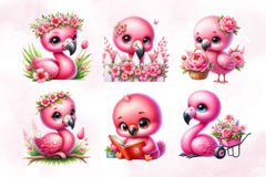 Cute Baby Flamingo Clipart Bundle - CraftNest - Digital Crafting and Art