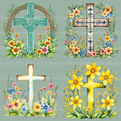 Cross Floral Clipart Bundle 2 - CraftNest - Digital Crafting and Art