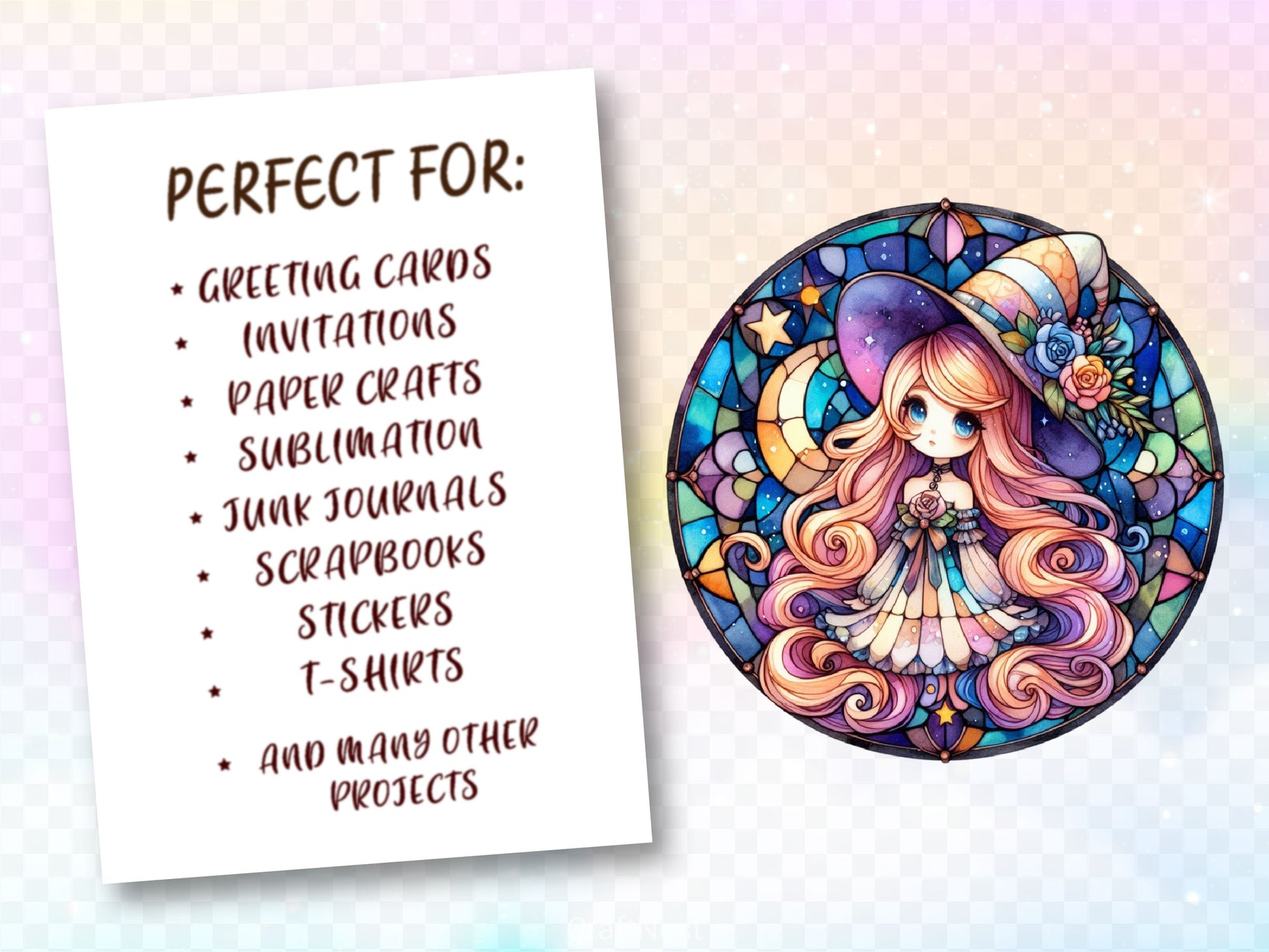 Stained Glass Witch Clipart Bundle - CraftNest - Digital Crafting and Art