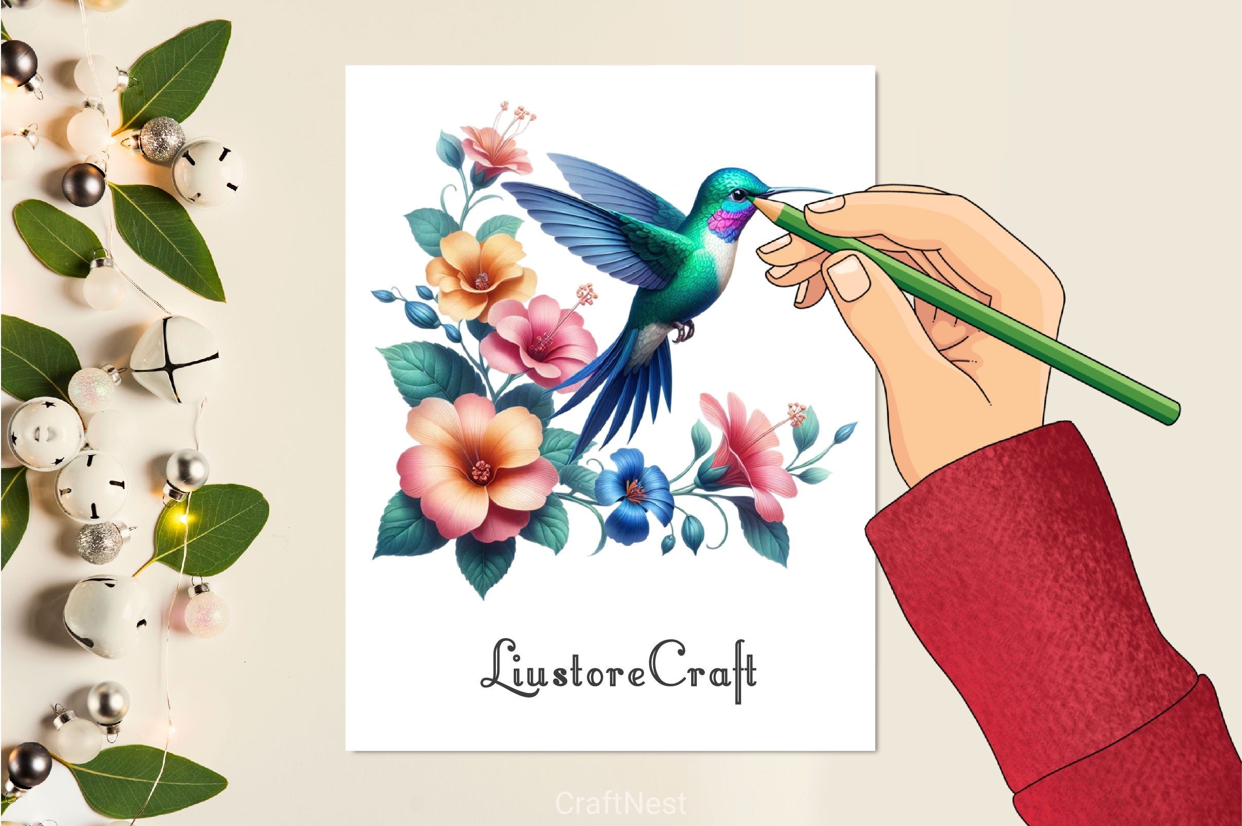 Flower Hummingbird Clipart Bundle - CraftNest - Digital Crafting and Art