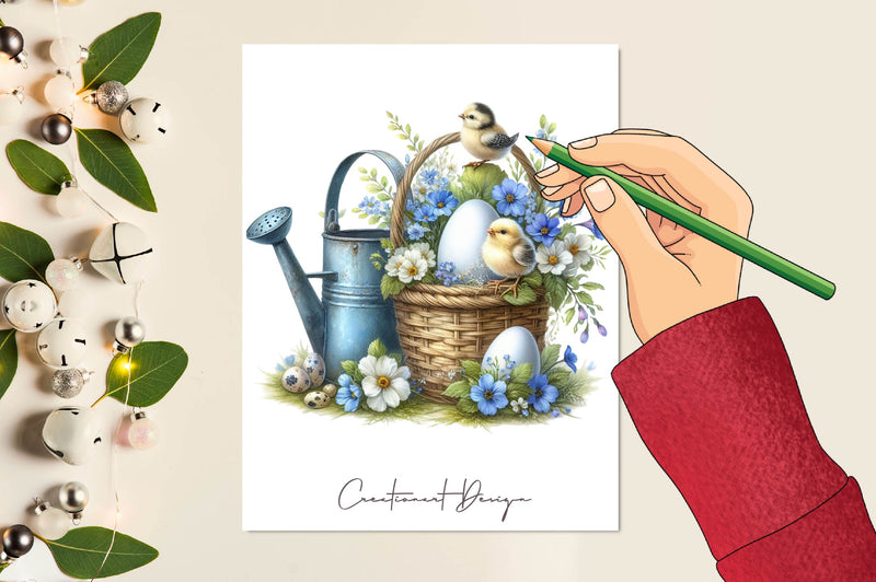 Vintage Easter Floral Basket Clipart Bundle - CraftNest - Digital Crafting and Art