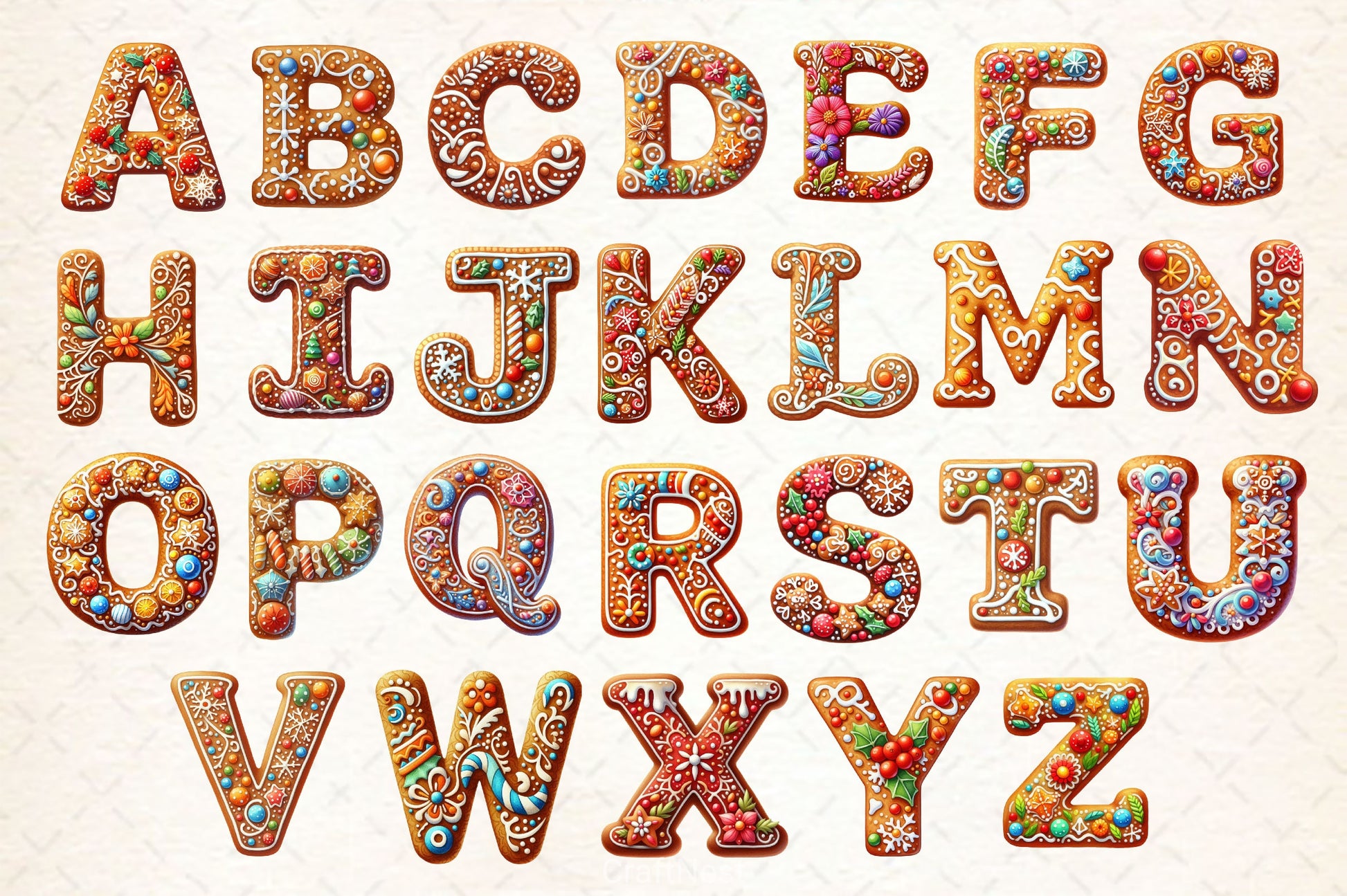 Christmas Gingerbread Cookie Alphabet Clipart Bundle - CraftNest - Digital Crafting and Art