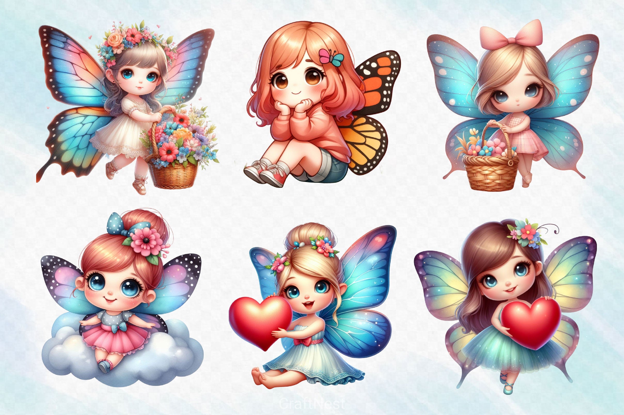 Adorable Fairy Girls Clipart Bundle - CraftNest - Digital Crafting and Art