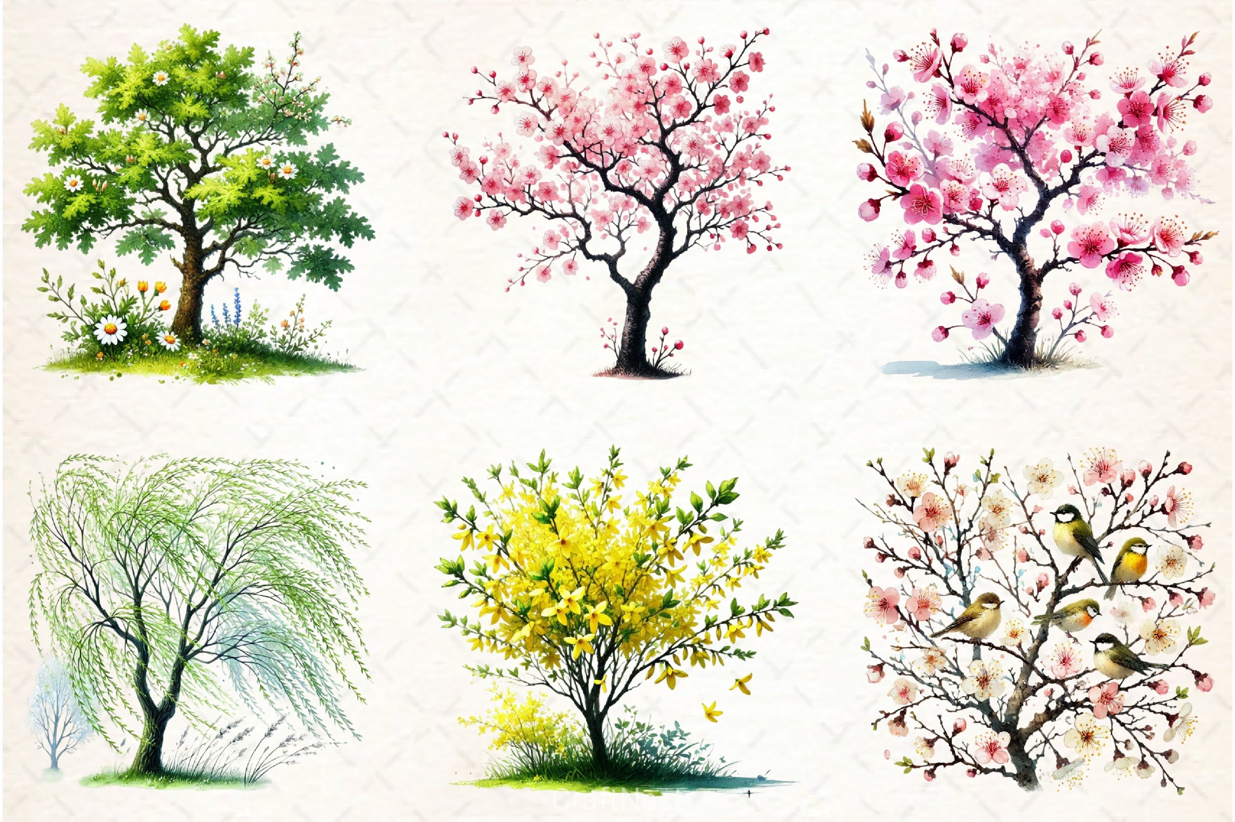 Pastel Spring Trees Clipart Bundle 2 - CraftNest - Digital Crafting and Art