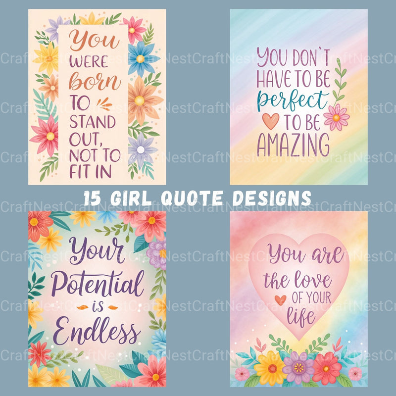 Girl Quotes Pastel Clipart Bundle - CraftNest - Digital Crafting and Art