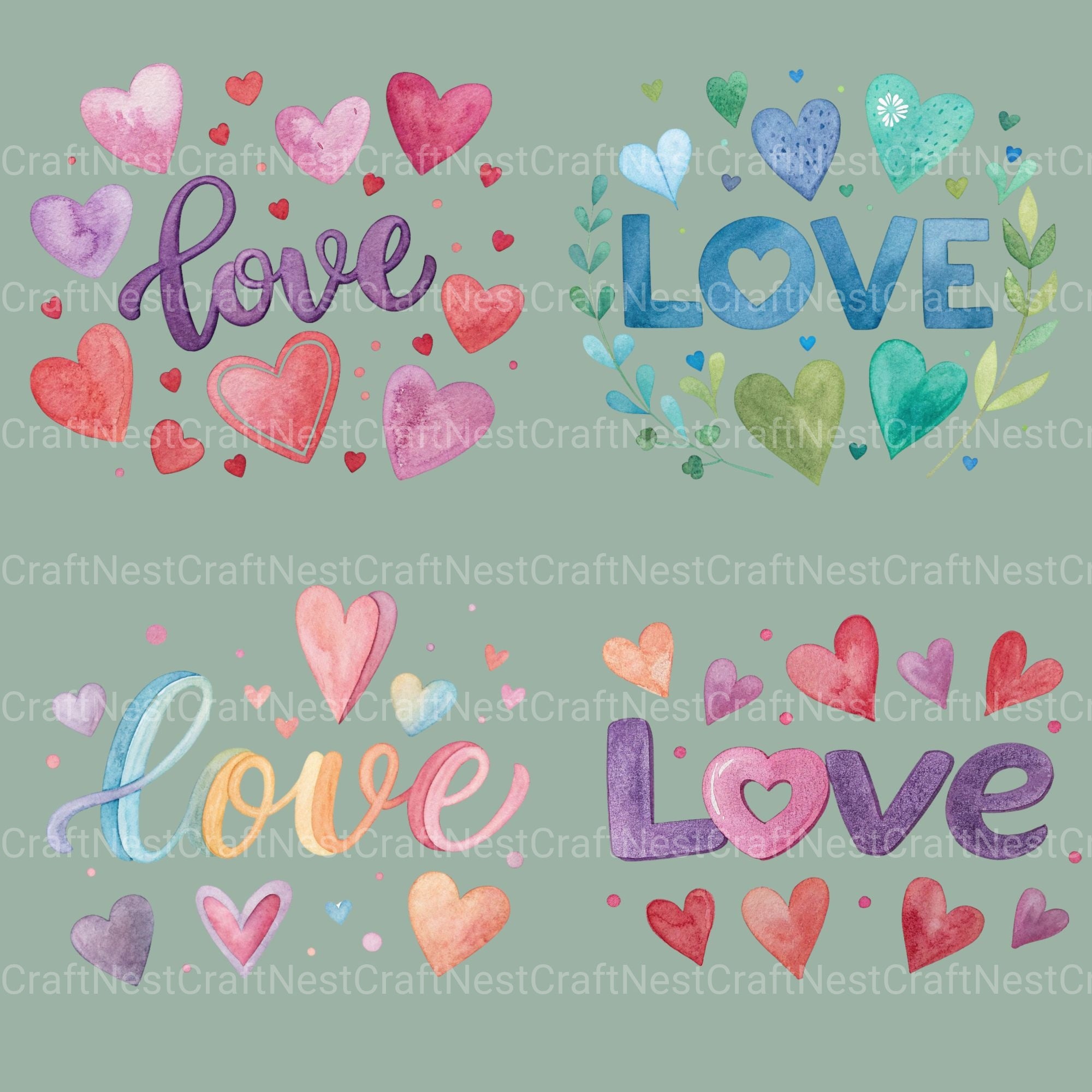 Love Word Clipart Bundle - CraftNest - Digital Crafting and Art