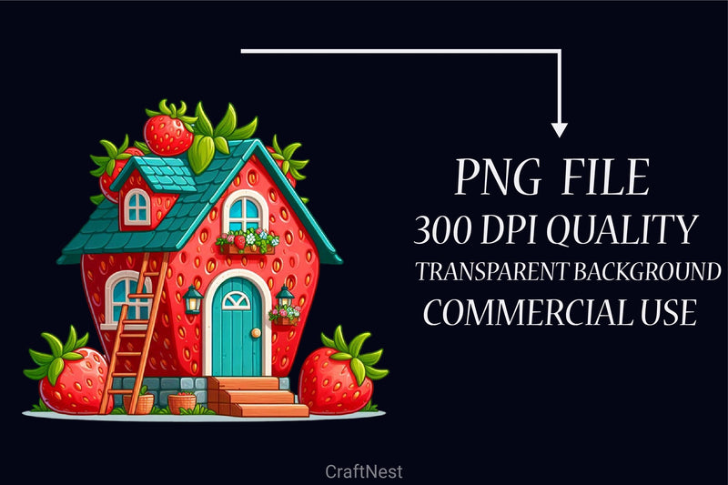 Strawberries House Clipart Bundle - CraftNest - Digital Crafting and Art