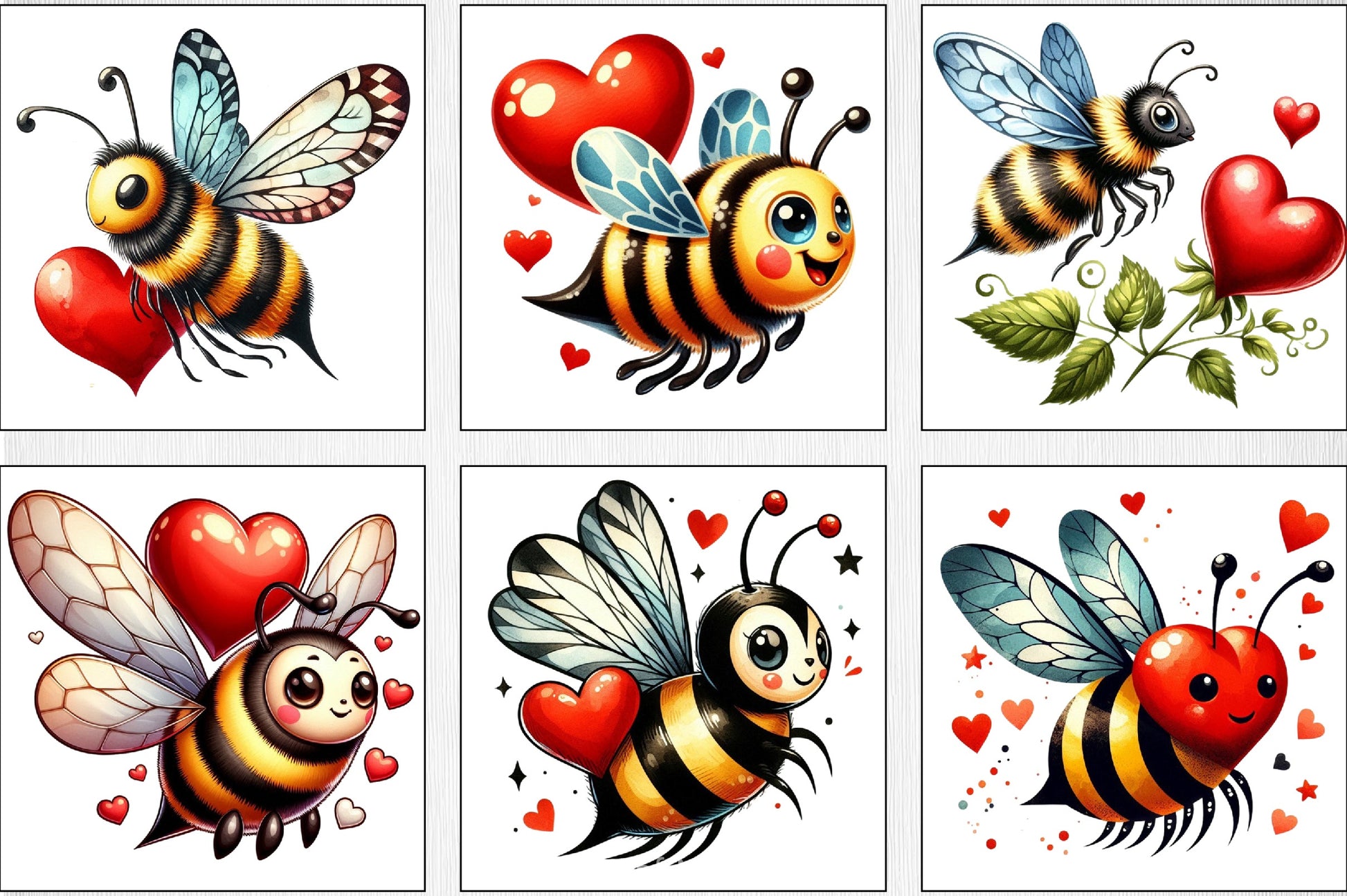 Valentine Bee Clipart Bundle - CraftNest - Digital Crafting and Art