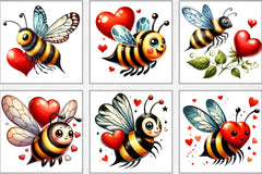 Valentine Bee Clipart Bundle - CraftNest - Digital Crafting and Art
