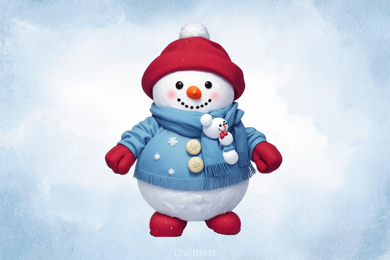 Christmas Cute Snowman Clipart Bundle ,55 - CraftNest - Digital Crafting and Art
