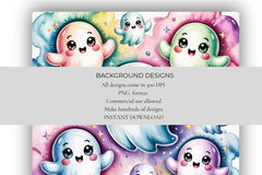 Kawaii Ghosts Background Papers - CraftNest - Digital Crafting and Art