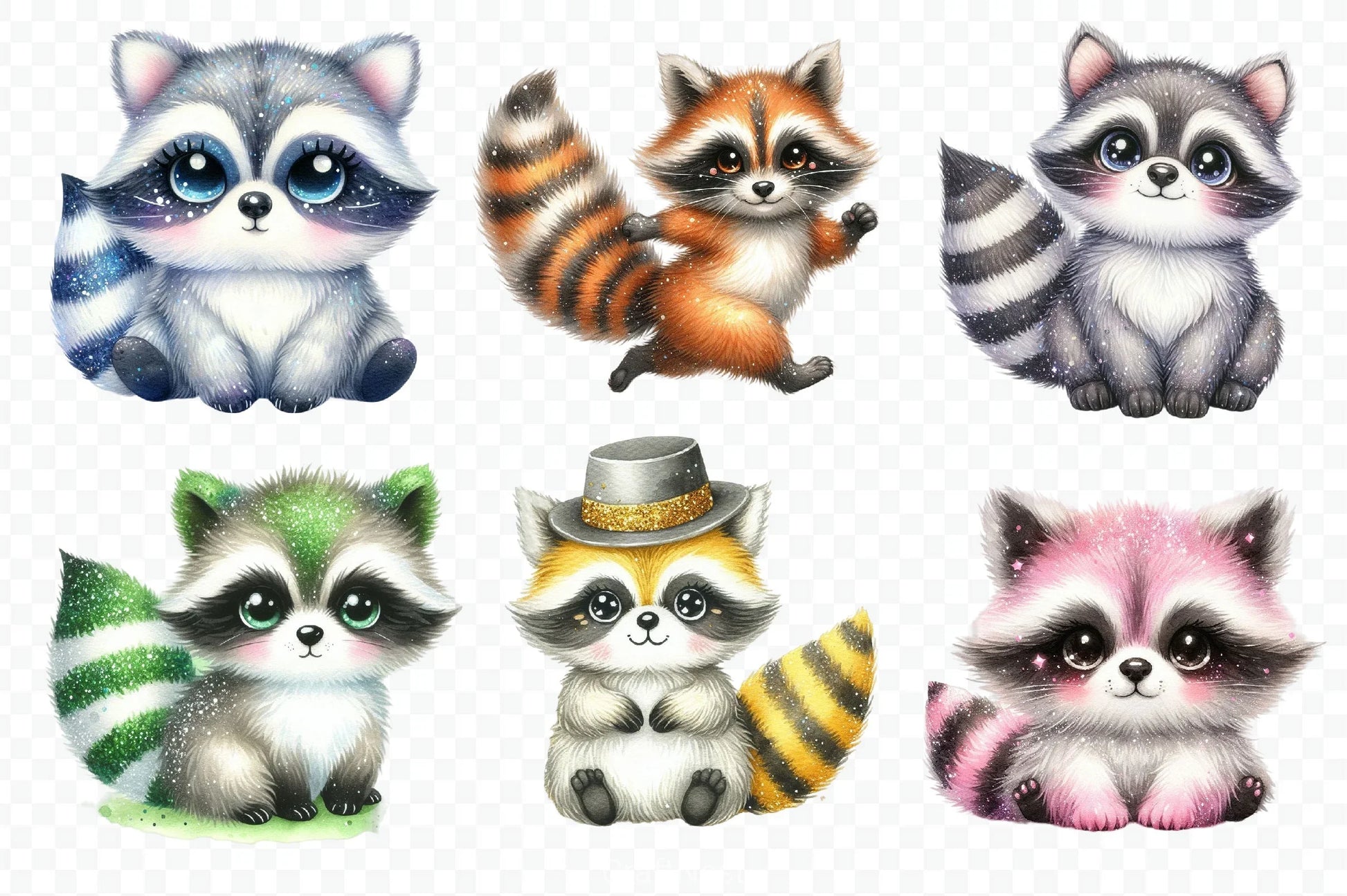 Cute Raccoon Clipart Bundle 3 - CraftNest - Digital Crafting and Art